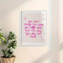 1 件 Ace Card 风格浪漫粉色酒吧推车帆布墙饰 - 时尚复古少女卧室装饰 - 理想的节日礼物，可选画框，带画框的墙饰 - 彩色 - 查看 4