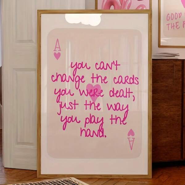 1pc Ace Card Inspired Romantic Pink Bar Cart Canvas Wall Art - Fashionable & Vintage Girly Bedroom Decor - Ideal Festival Gift, Optional Frame, Wall Art With Frame