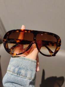 1pc Women Oversized Fashionable Visor Fashion Glasses, Suitable For Summer Vacation, Boho Style In Black, Beige, Tortoiseshell, Yellow, Transparent, Tea Color, White, Vintage Minimalist Design For Commuting And Holidays, All Season For Summer Beach Vacation,Outdoor,Travel - 彩色 - 查看 18