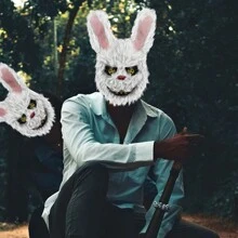 1 pieza Máscara de conejo sangriento para fiesta, máscara de oso horroroso de peluche para disfraz de cosplay - Multicolor - Ver 7