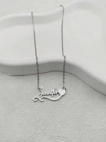 1 chiếc vòng cổ tên hình trái tim và đám mây tinh tế tùy chỉnh với mặt dây chuyền hình trái tim nhỏ cho bé gái - Vàng bạc, Bạc thời trang, Thời trang mùa thu, Thu gọn, Đơn giản, Thường ngày, Tiền cũ, Dễ thương tùy chỉnh, Cá nhân hóa, Quà tặng lý tưởng độc đáo cho bạn gái, Mẹ, Gia đình, Bạn bè, Con gái cho ngày kỷ niệm, Sinh nhật, Mặc hàng ngày, Dạ hội, Ngày của Mẹ, Ngày lễ tình nhân, Tốt nghiệp, Đám cưới, Tiệc Valentine - Bạc - Xem 4