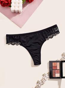 4pcs/Pack Women Lace Seamless Thong Panties, Comfortable Lace Splice, Sexy - Multicolor - View 3