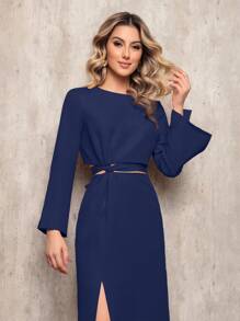 Women Two-Piece Outfits - 藏蓝色 - 查看 4