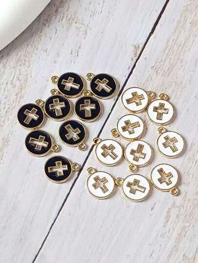 20 piezas Colgante de aleación de zinc en forma de cruz con aceite de gota hueca y moderno para bisutería DIY como pendientes, pulseras y collares