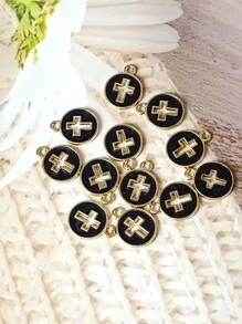20pcs Fashionable Hollow Out Oil Drip Cross Shaped Zinc Alloy DIY Jewelry Pendant For Earrings, Bracelets, And Necklaces