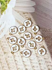 20pcs Fashionable Hollow Out Oil Drip Cross Shaped Zinc Alloy DIY Jewelry Pendant For Earrings, Bracelets, And Necklaces