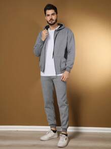 Men Hoodie & Sweatshirt Co-Ords - Màu xám đen - Xem 11