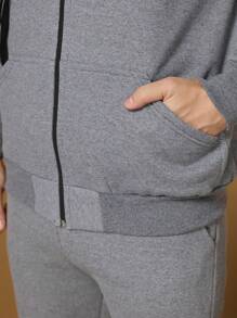 Men Hoodie & Sweatshirt Co-Ords - Màu xám đen - Xem 5