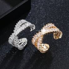 1 szt. Koreański design Minimalistyczny i modny otwarty pierścionek z mikroinkrustowaną cyrkonią, odpowiedni dla kobiet na weselach i przyjęciach