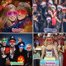 3入組發光LED夜光眼鏡，霓虹夜光色派對禮品，適用於成人發光棒眼鏡，節日生日情人節萬聖節派對禮品，Cosplay聖誕節 - 彩色 - 查看 5