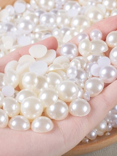 1 Pack Multifunctional ABS Faux Pearl Flat Bottomed Half Round Beads 2-20mm - Jewelry, Nail Art, And DIY Decoration In Bulk (20-2500 Pcs)