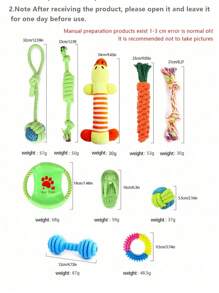 10pcs/Set Rope Dog Chew Toys For Large & Medium Breeds, Tough Teething Toys - Multicolor - View 2
