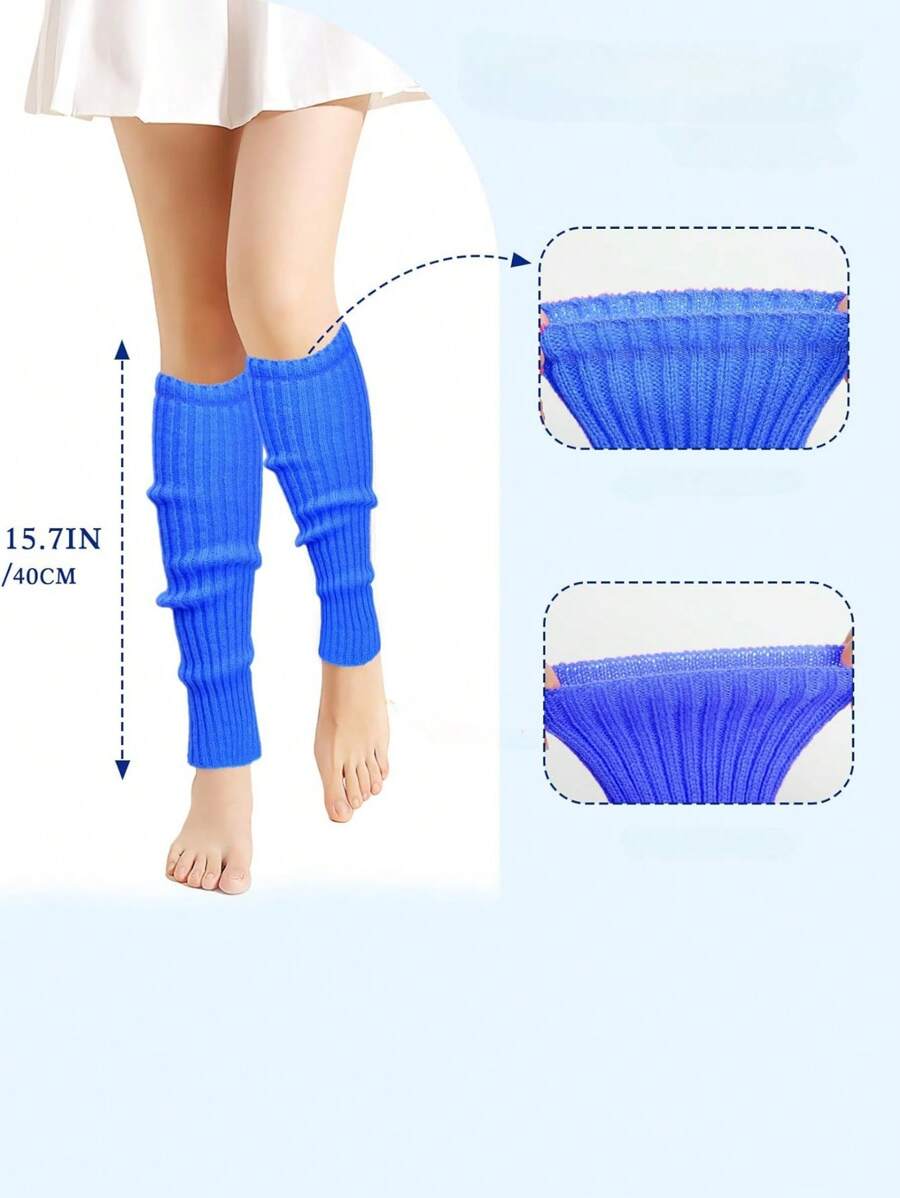 Tất giữ ấm chân thập niên 80 thập niên 90 cho nữ, tất chân có gân neon, phụ kiện thời trang cho trang phục lấy cảm hứng khi tập yoga, chạy bộ, đi bộ đường dài - Màu xanh lam - Xem 1