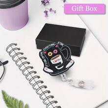 1pc Flexible Black Sparkling Badge Reel With Fun Black Cat Identity Badge Holder, Suitable For Nurses, Doctors, Office Workers, Social Workers, Coffee & Cat Lovers, Gift - Black - View 5