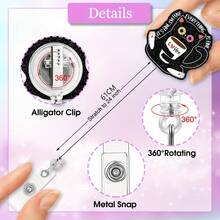 1pc Flexible Black Sparkling Badge Reel With Fun Black Cat Identity Badge Holder, Suitable For Nurses, Doctors, Office Workers, Social Workers, Coffee & Cat Lovers, Gift - Black - View 3