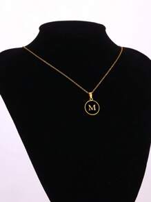 優雅精美的O形鍊環26個字母項鍊吊墜，金色簡約項鍊，適合作為女孩的節日生日禮物，不鏽鋼珠寶