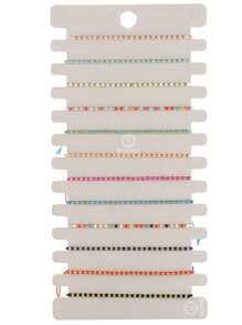 12pcs Best-Selling Handmade Braided Rice Bead Bracelet, Simple And Versatile Bracelet Set - Multicolor - View 4