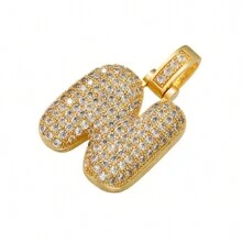 1入鑲嵌泡泡字母金鍍吊墜項鍊,26個字母供男女日常佩戴