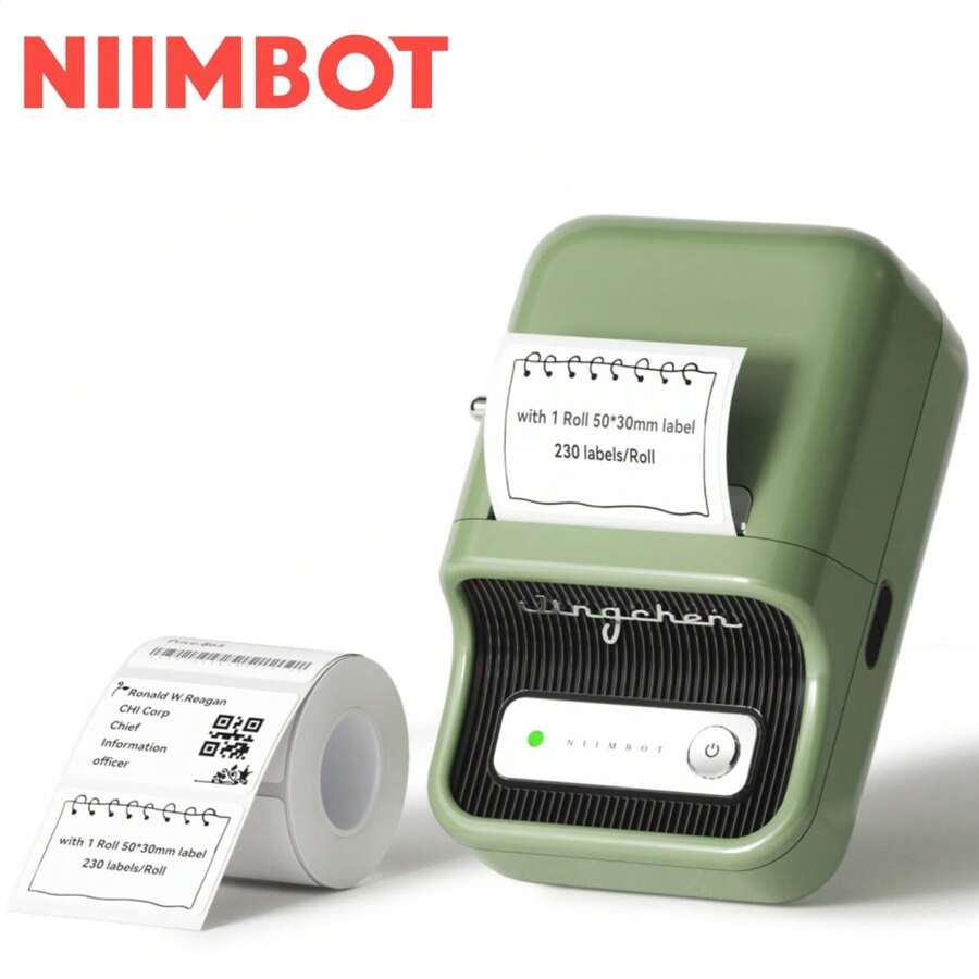 NIIMBOT B21 Label Maker Wireless Thermal Label Printer, Inkless With Tape, Home Organization Office Business (Green) - Green - View 1