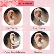 4 Packs Ear Piercing Kit Disposable Ear Piercing Gun Self Ear Piercings Gun Kit Tool With Cubic Zirconia Stud Earrings,At Home Self Ear Piercer Kit - White Or Pink - View 6