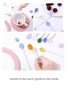 1/2pcs Creative Glass Stirring Spoon With Long Handle For Home Use, Colorful Coffee Milk Juice Spoon, Heat Resistant,Kitchen,Christmas Gift,School Supplies