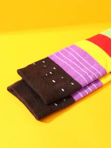 1 par de calcetines unisex hasta la pantorrilla con patrón de hamburguesa, regalo novedoso e interesante, cómodos, transpirables, adecuados para Halloween, Navidad, San Valentín, reuniones familiares, uso casual, hogar, cumpleaños en pareja, disponibles para todas las estaciones incluyendo otoño e invierno, los calcetines talla grande coloridos y mejores