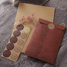 Writing Paper Set, 95 Pieces Vintage Envelopes And Envelope Writing Paper With 48 Sheets Of Writing Papers, 15 Envelopes, 32 Seal Stickers For Wedding Invitation Greeting Cards Crafting, Brown - Brown - View 3