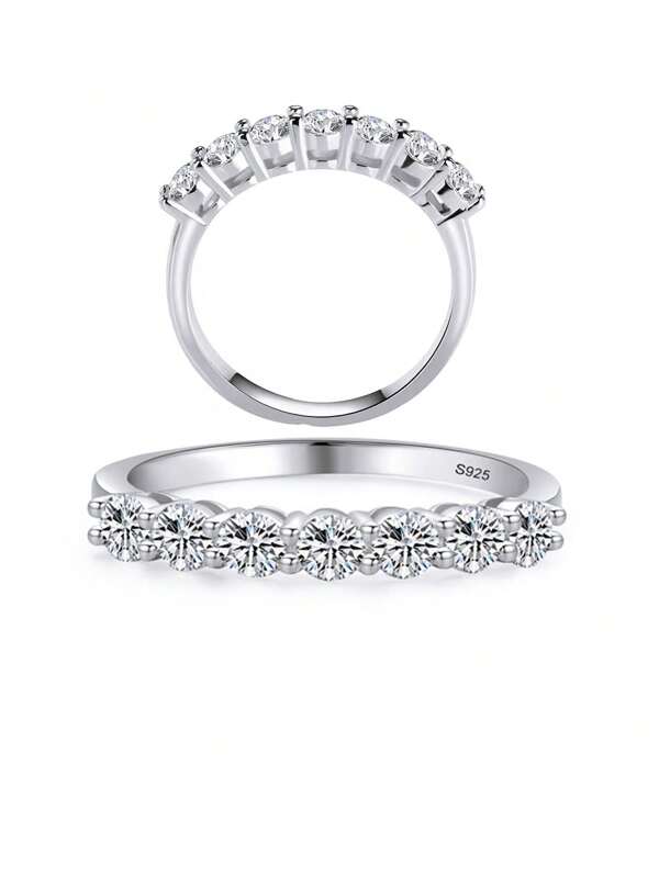 1 Pezzo Anello In Zircone Di Forma Cubica In Argento S925 Alla Moda Per Donne, Adatto A Feste, Banchetti, Appuntamenti, Festival, Come Regalo, Gioielli Da Sposa E Fidanzamento