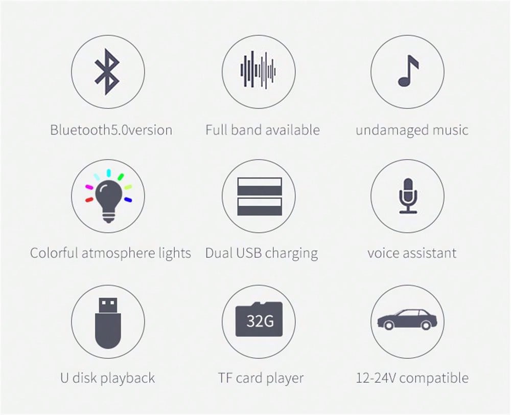 Bluetooth Lossless Music & Seven-Color Light Car Charger Intelligent Quick Charge_voghion.com