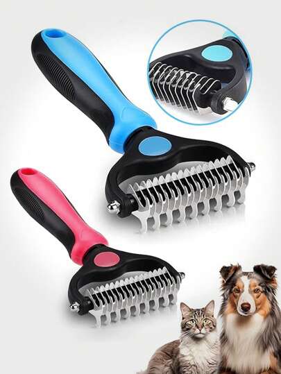 Pet Grooming Tools - Dual-Sided Primer Rake For Cats And Dogs - Shedding Comb For Easy Tangle Removal - No More Nasty Shedding And Flying Hair - Large