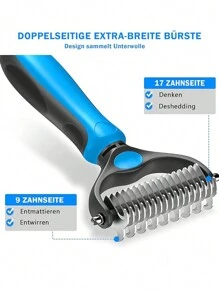 Outils de toilettage pour animaux de compagnie - Râteau à double face pour chats et chiens - Peigne anti-nœuds pour un démêlage facile - Fini les poils volants et désagréables - Grande taille