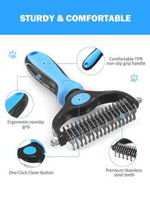 Outils de toilettage pour animaux de compagnie - Râteau à double face pour chats et chiens - Peigne anti-nœuds pour un démêlage facile - Fini les poils volants et désagréables - Grande taille