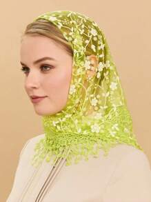 1 Stück Damen Frühling & Herbst Floral Spitze Dreieckstuch, klassischer atmungsaktiver Cut Out einfarbiger Schal, dekorativer Kopfumhang, Schleier, geeignet für Alltag & Urlaub, Valentinstag - Dreieckstuch - Übersicht 12