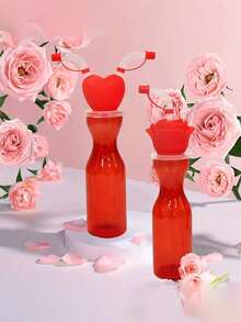 1入組心形玫瑰塑料吸管杯，卡通派對杯 - 彩色 - 查看 8