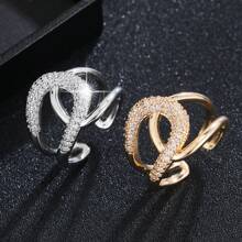 1 szt. Koreański design Minimalistyczny i modny otwarty pierścionek z mikroinkrustowaną cyrkonią, odpowiedni dla kobiet na weselach i przyjęciach