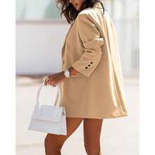 Women Casual Oversized Blazers Lapel Button Down Solid Work Office Blazer Jacket