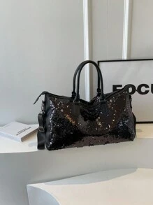 新款时尚旅行包，纯色设计独特，饰有闪亮亮片，适合短期旅行和健身，配有独立鞋隔层，容量大，用途广泛，精致小巧。适用于旅行箱、旅行袋、健身包、行李袋、周末包、行李袋、随身包、大学包、行李袋、周末包、医院包、假日包、冬季包、学校包、学校配件、学校用品 - 彩色 - 查看 11