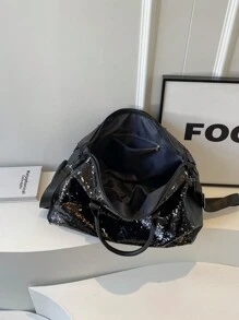 新款时尚旅行包，纯色设计独特，饰有闪亮亮片，适合短期旅行和健身，配有独立鞋隔层，容量大，用途广泛，精致小巧。适用于旅行箱、旅行袋、健身包、行李袋、周末包、行李袋、随身包、大学包、行李袋、周末包、医院包、假日包、冬季包、学校包、学校配件、学校用品 - 彩色 - 查看 10