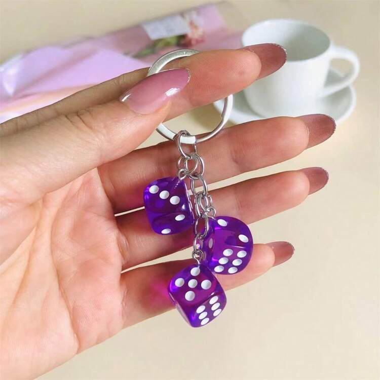 1pc Resin 3D Simulation Dice Keychain (3 Dice) In Multiple Colors For Women's Bag Key Pendant Car Accessories Bag Charm School Letter Cute Goth Y2k - Multicolor - View 23