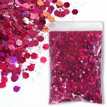50克全息混合六边形粗粒银色亮片美甲亮片，0.2毫米/1毫米/3毫米激光闪亮薄片，美甲装饰 - 彩色 - 查看 22