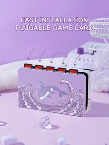 1 个紫色旋转鲨鱼图案卡槽支架保护套兼容 Switch OLED/Switch NS，可容纳 5 张游戏卡，游戏机配件盖，送给朋友/家人/游戏玩家的最佳礼物 - 彩色 - 查看 4