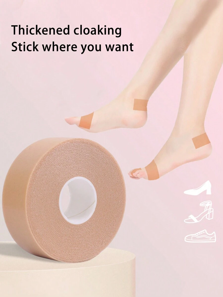 1卷凝胶鞋跟垫，吸盘式鞋跟垫，足部护理垫，隐形防摩擦贴，鞋跟防刮贴，耐磨足垫，防水气泡贴，防止摩擦，促进压力平衡，适用于高跟鞋、皮鞋，透气，带孔鞋跟垫，鞋跟踝部防滑垫，魔术贴 - 米色 - 查看 1