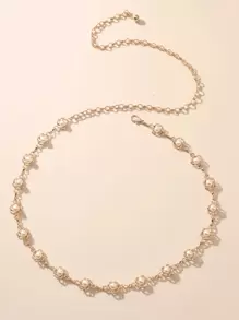 1PC 女童时尚腰链配饰连衣裙新款夏季细腰带百搭腰封返校冬季礼物创意男孩女孩情人节 - 金色 - 查看 3