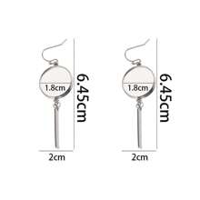 10 piezas/Lote Pendientes largos redondos y huecos de moda en acero inoxidable 304 con cabujón en la parte inferior, accesorios de joyería DIY para hacer joyas diarias - sostenedor del pendiente - Ver 8