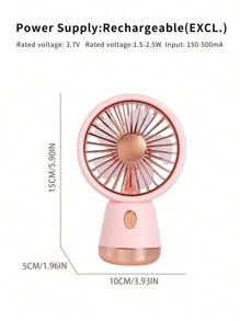 AOYI 1 pieza Ventilador de escritorio mini recargable de 3 velocidades ajustables de 500mAh con cable de carga
