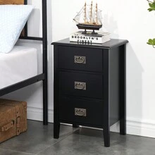 Modern Versatile Nightstand With Drawer Storage For Bedroom Bedside Table For Small Space - Black - View 2