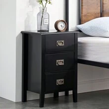 Modern Versatile Nightstand With Drawer Storage For Bedroom Bedside Table For Small Space - Black - View 3