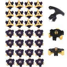 kaiersn 30入組軟式高爾夫鞋釘金屬螺紋釘頭代替品，附帶扳手工具 - 黃色 - 查看 2