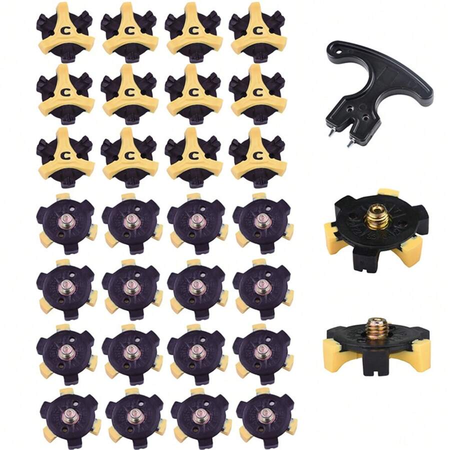 kaiersn 30入組軟式高爾夫鞋釘金屬螺紋釘頭代替品，附帶扳手工具