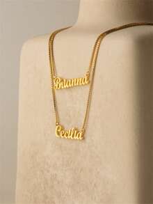 1 件个性化名字项链，带盒子链，定制名字日常项链，情人节礼物，生日派对礼物，伴娘礼物，圣诞节礼物，母亲节礼物，送给她的礼物 - 金色 - 查看 2